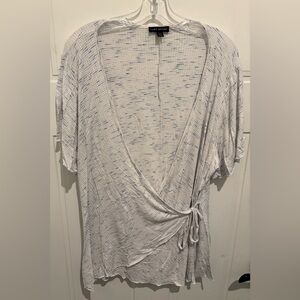 Lane Bryant 22/24 white/light blue Wrap Blouse